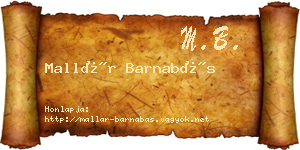 Mallár Barnabás névjegykártya